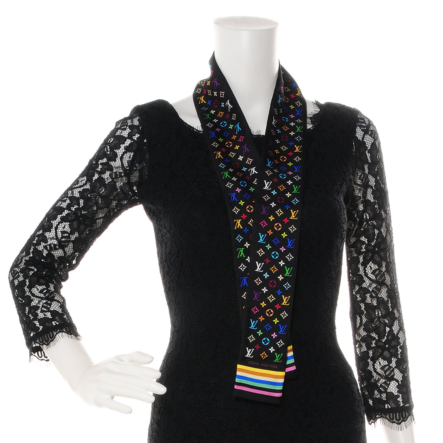 Louis Vuitton Silk Monogram Multicolor Bandeau Black 2 of 6