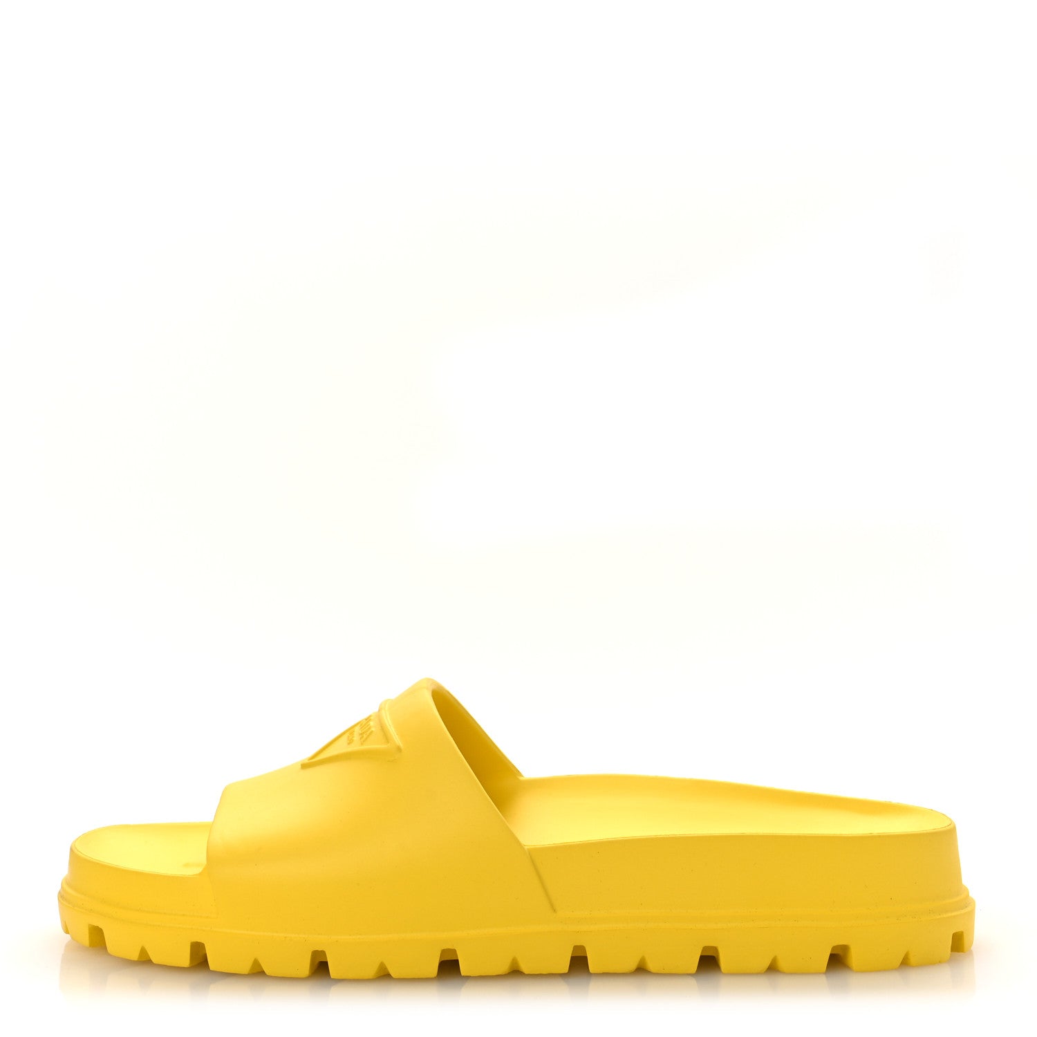Prada EVA Rubber Triangle Logo Embossed Womens Lug Sole 20mm Slide Sandals 41 Sole 1 of 10