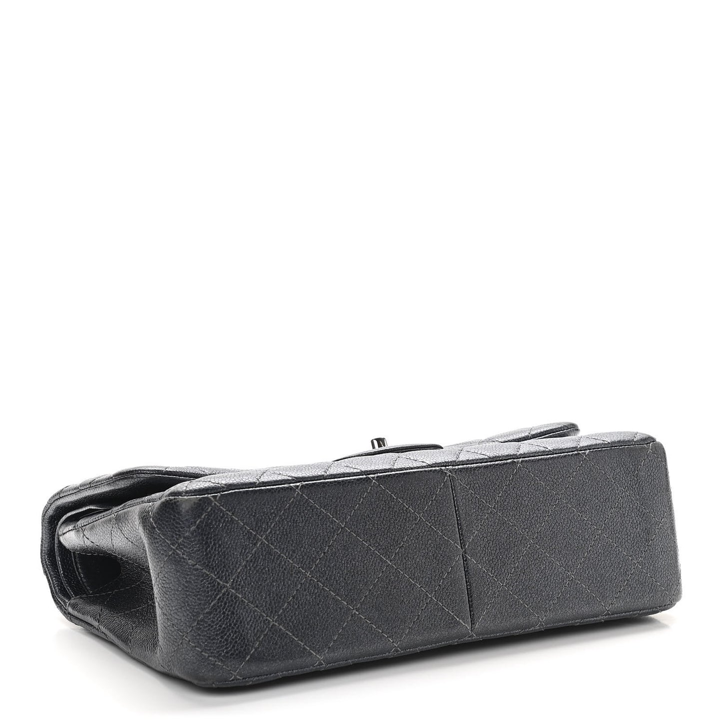 Metallic Caviar Quilted Jumbo Double Flap Dark Grey