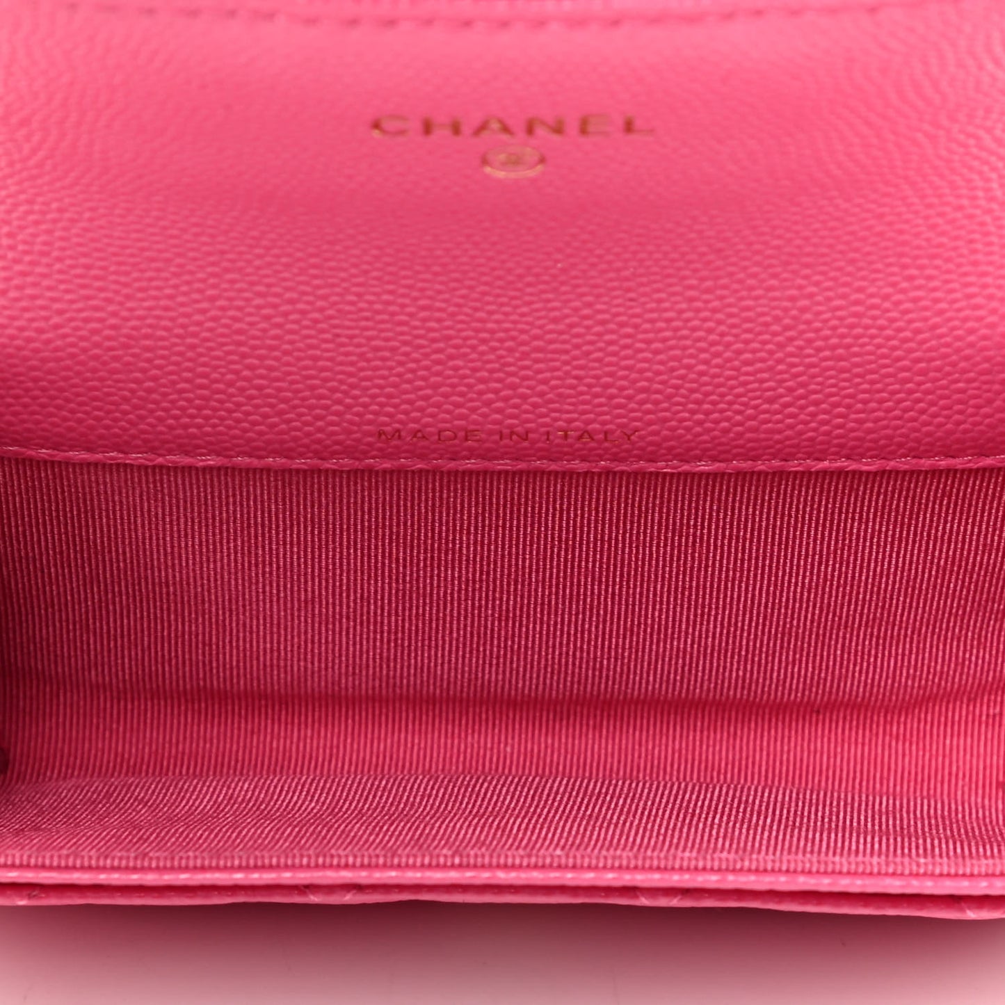 Caviar Quilted Flap Card Holder Wallet Pink