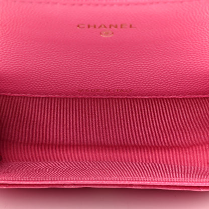 Chanel Caviar Quilted Flap Card Holder Wallet Pink 5 of 9