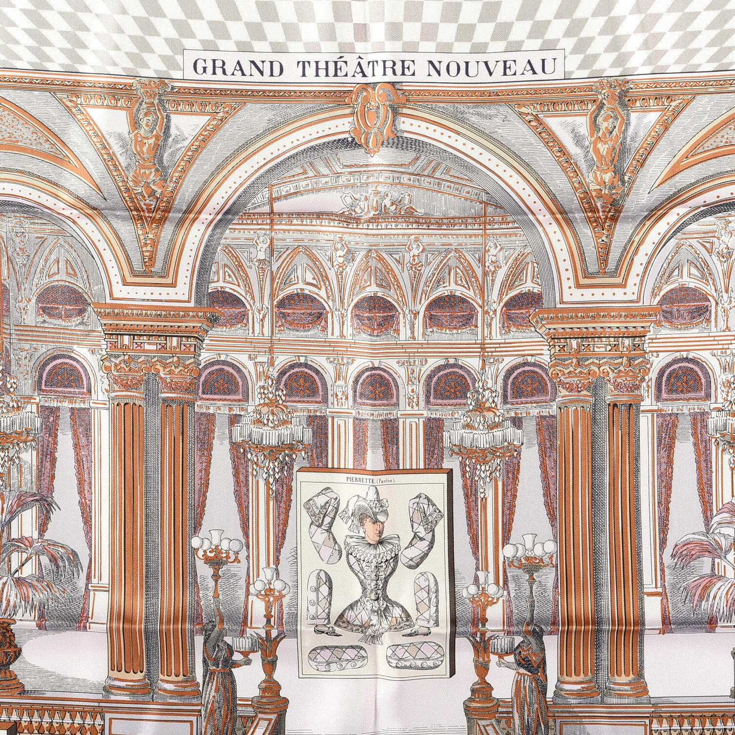 Hermes Silk Grand Theatre Nouveau Scarf 90 Rose Pale Etoupe 2 of 6