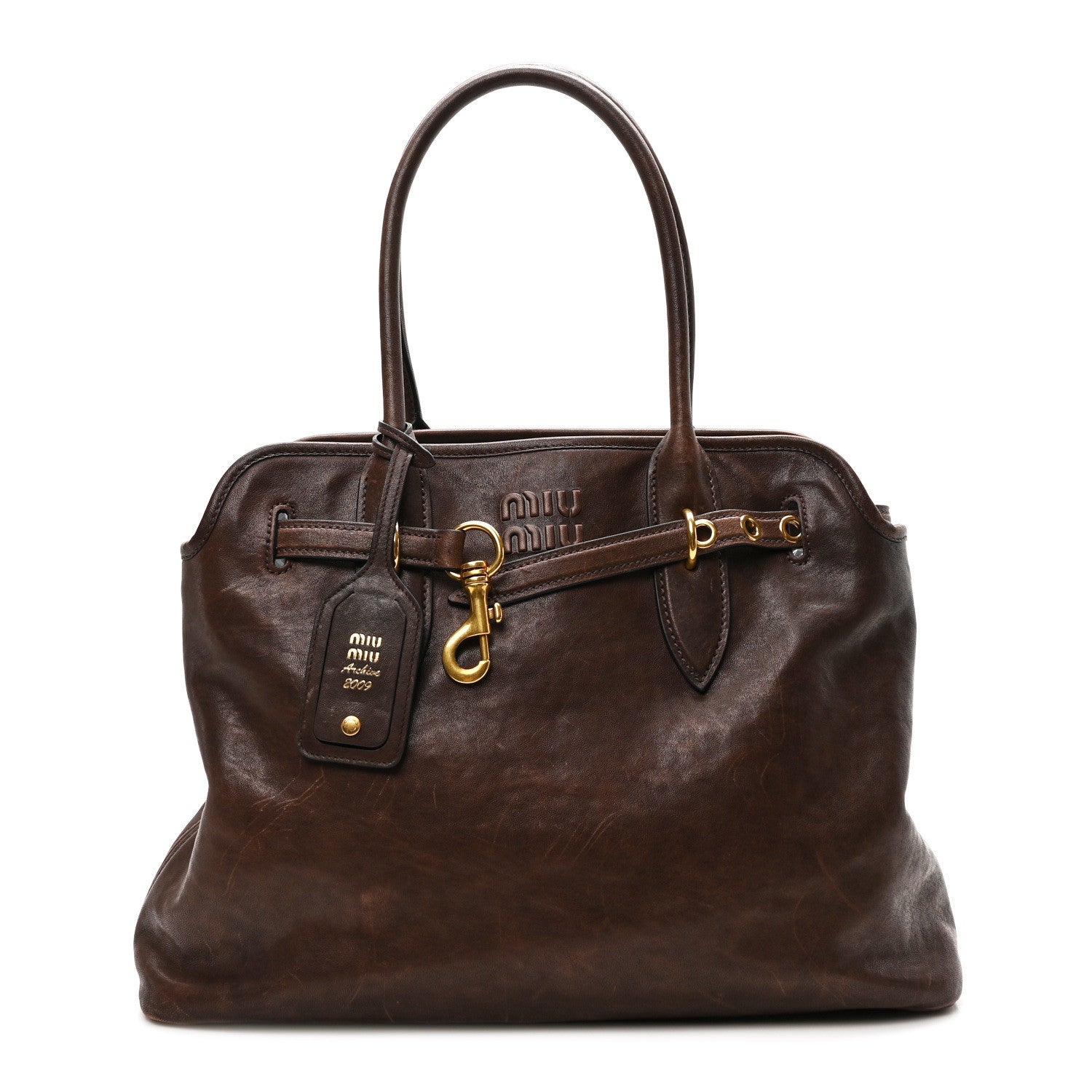 Miu Miu Nappa Medium Aventure Bag Briarwood 1 of 9