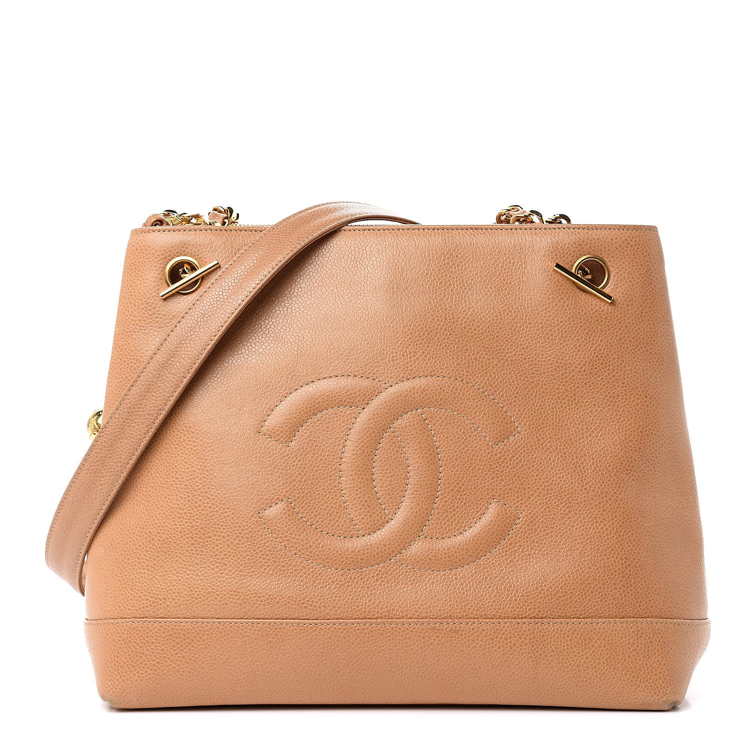 Chanel Caviar CC Shoulder Bag Beige 1 of 14