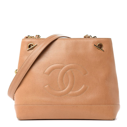 Chanel Caviar CC Shoulder Bag Beige 1 of 14