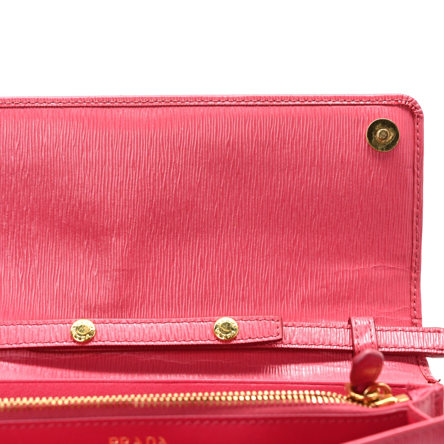 Prada Vitello Move Metal Oro Chain Wallet Peonia 9 of 10