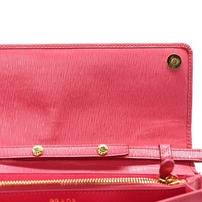 Prada Vitello Move Metal Oro Chain Wallet Peonia 9 of 10