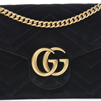 Gucci Velvet Matelasse GG Marmont Chain Wallet Black 7 of 11