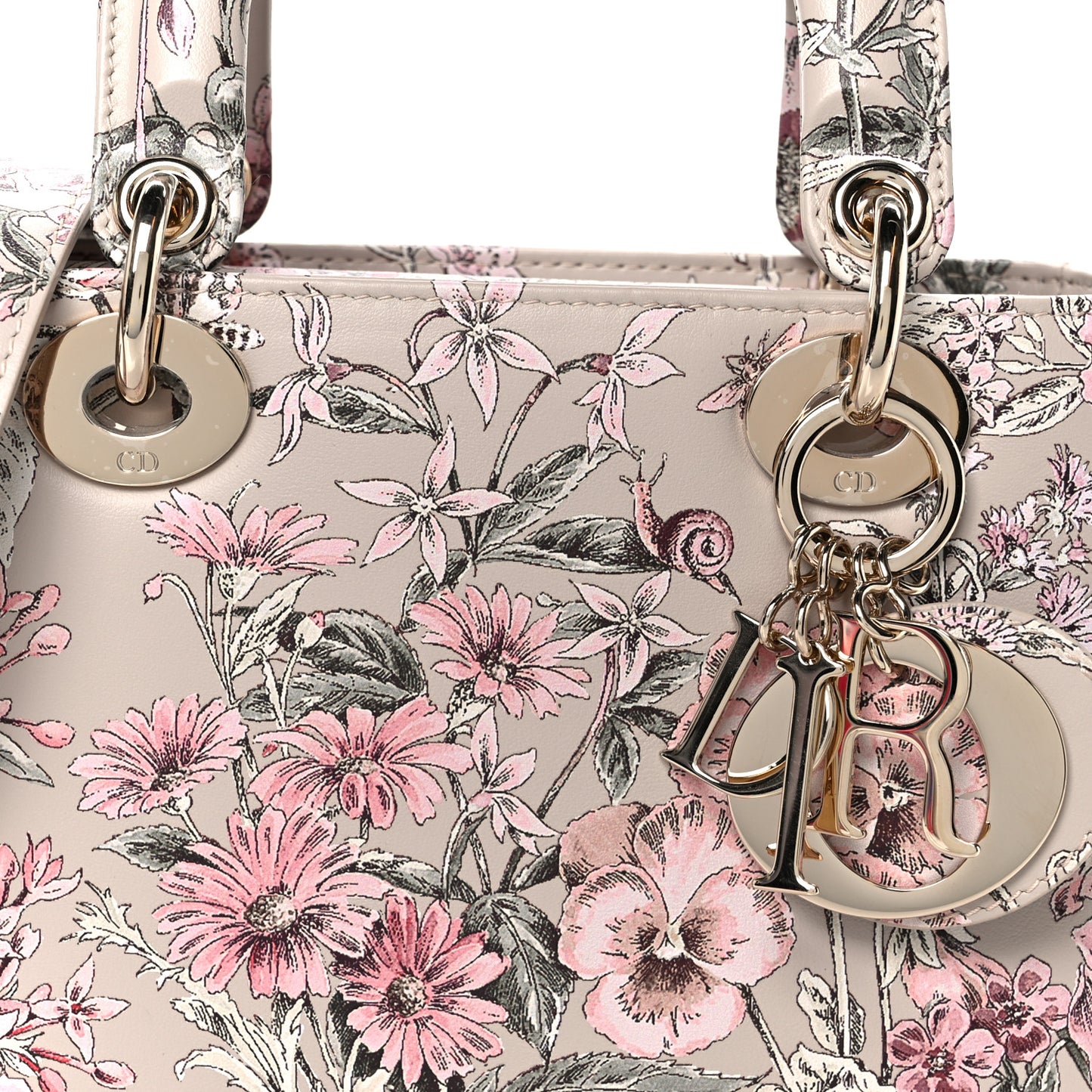 Calfskin Flower Printed Small My ABCDior Lady Dior Pink Multicolor