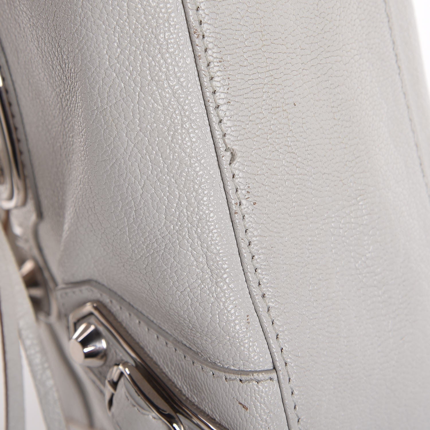 Balenciaga Chevre Silver Metallic Edge Hardware Mini City White 12 of 13