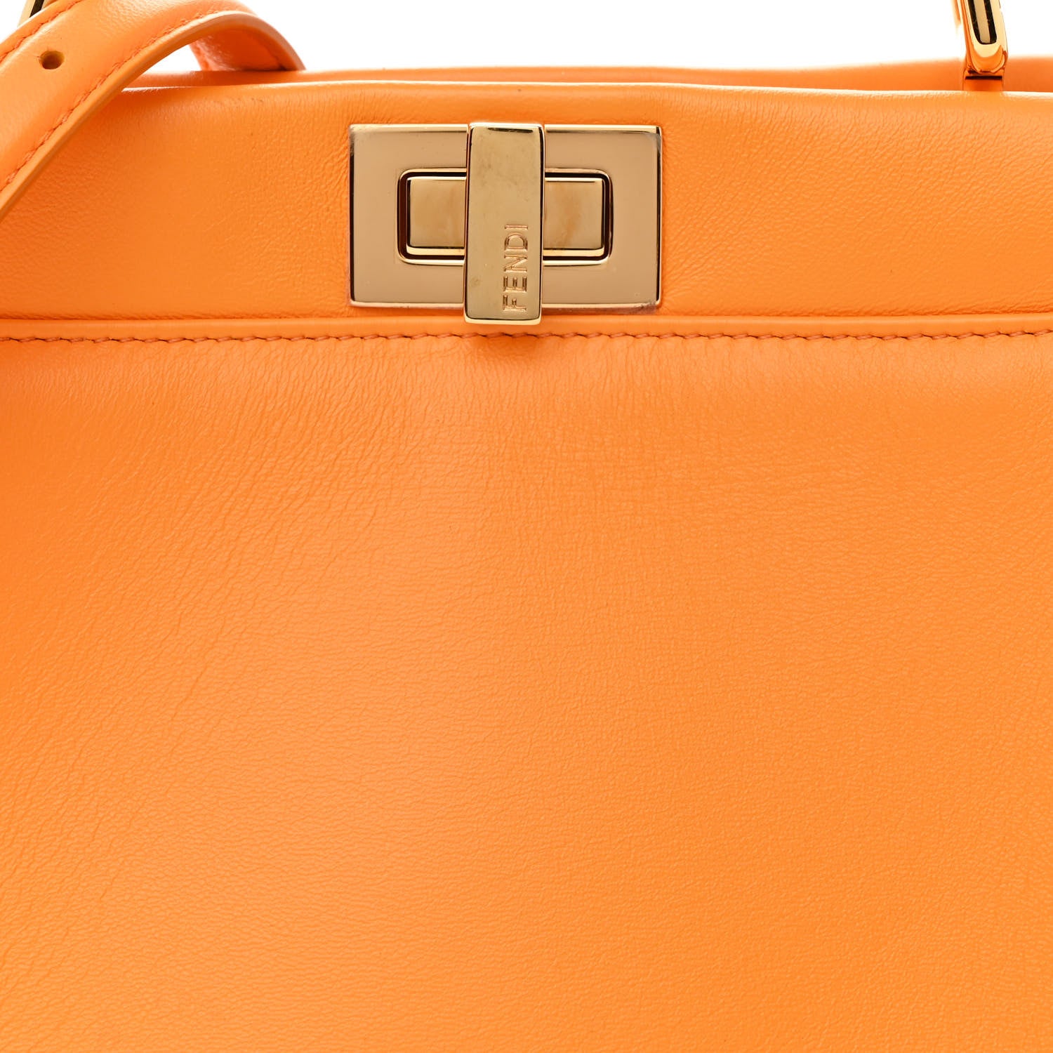 Fendi Nappa Mini Peekaboo Iconic Satchel Giallo Syrup 9 of 18