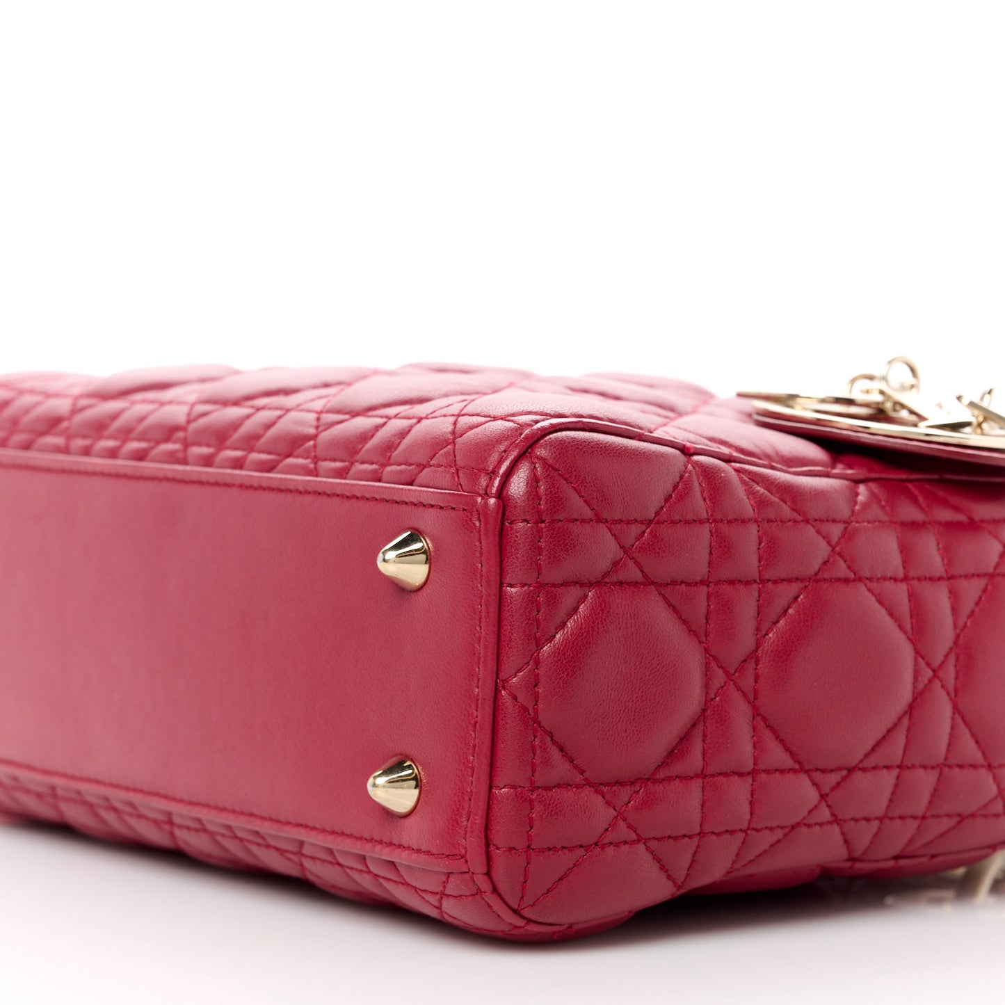 Lambskin Cannage Small Lucky Badges My Lady Dior Red