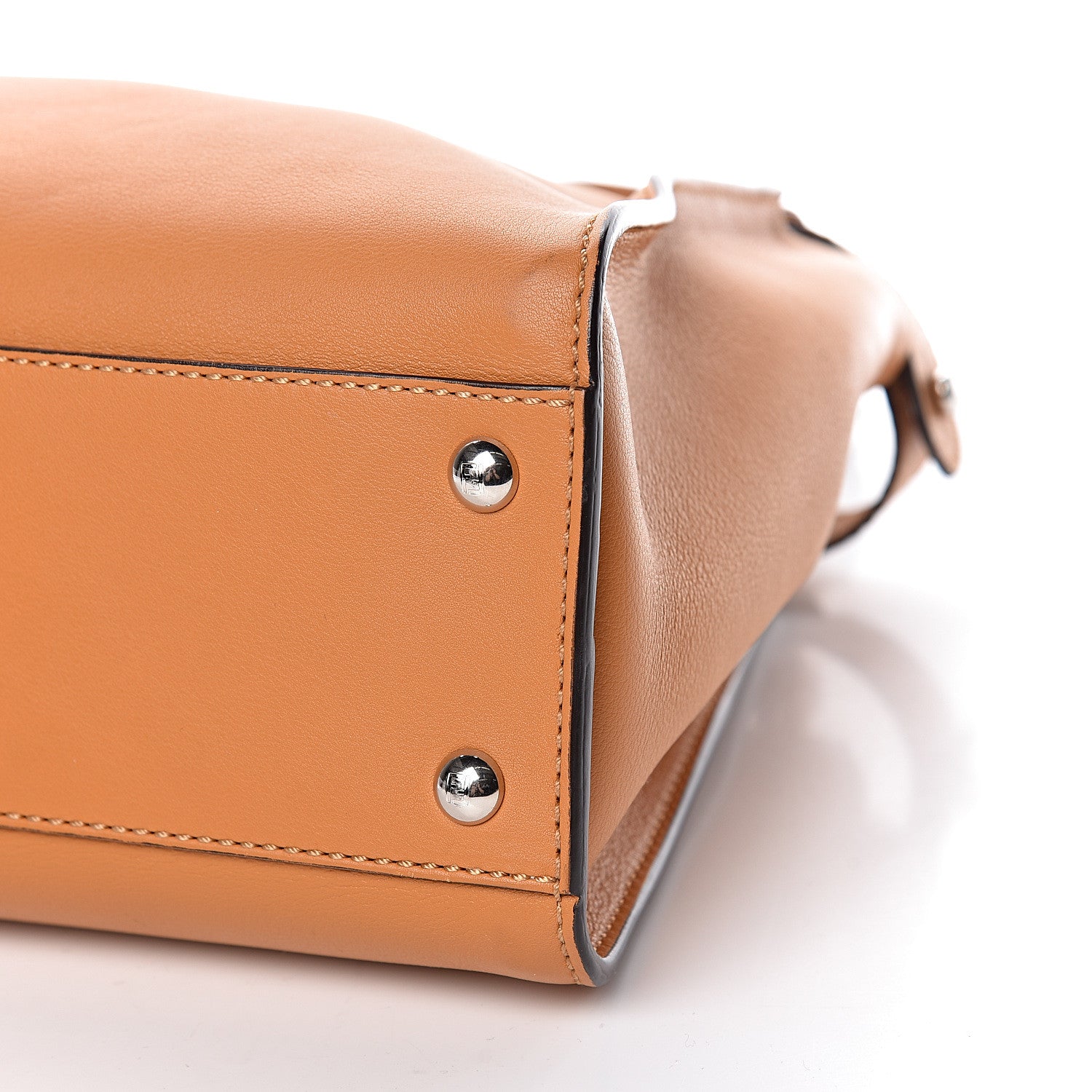 Fendi Vitello Seta Shiny Nappa Plexiglass Granite Medium Peekaboo Iconic Satchel Ginger Latte 11 of 14