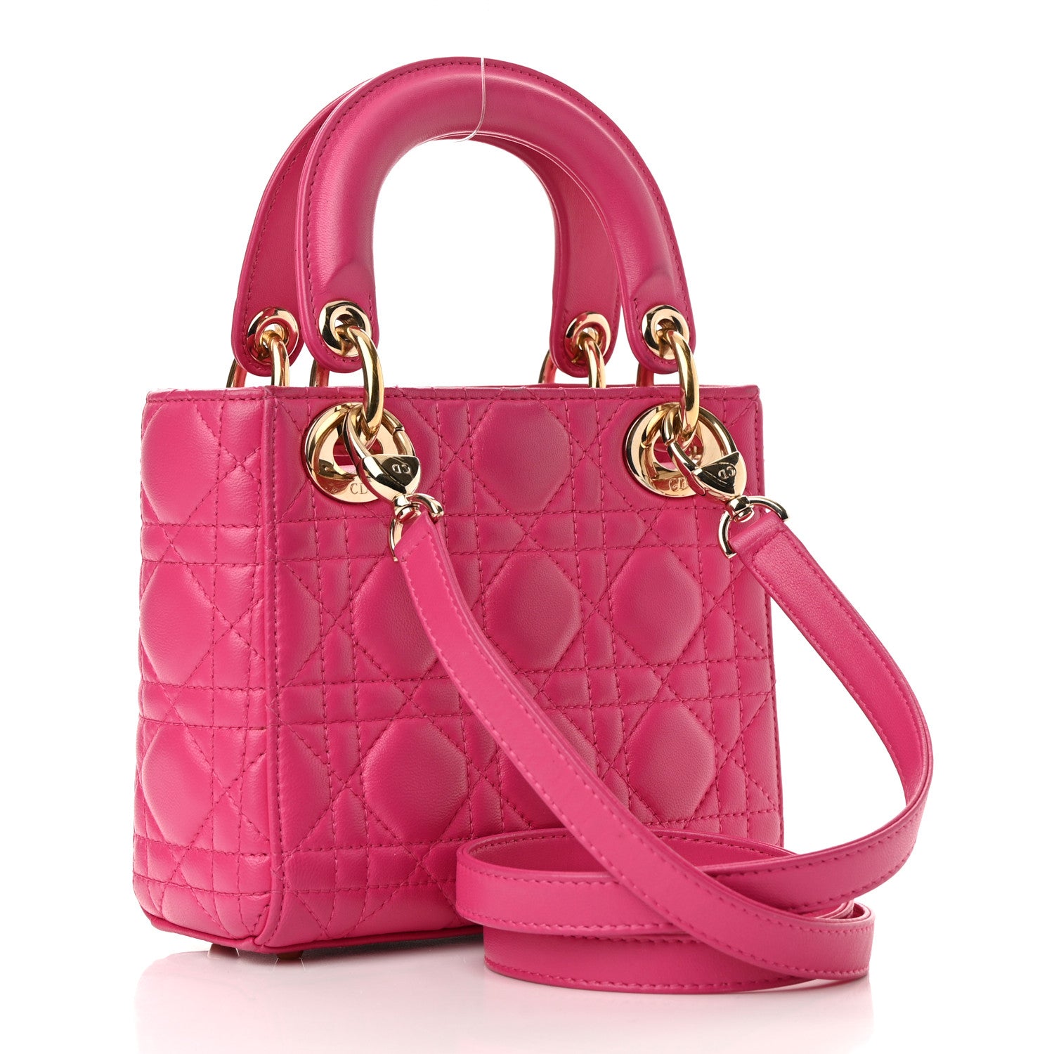 Christian Dior Lambskin Cannage Mini Lady Dior Fuchsia 3 of 12