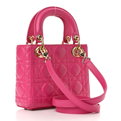 Christian Dior Lambskin Cannage Mini Lady Dior Fuchsia 3 of 12