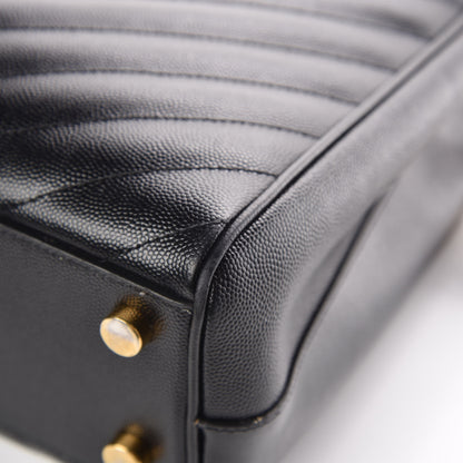 Saint Laurent Grain De Poudre Matelasse Chevron Monogram Shopping Bag Black 16 of 18