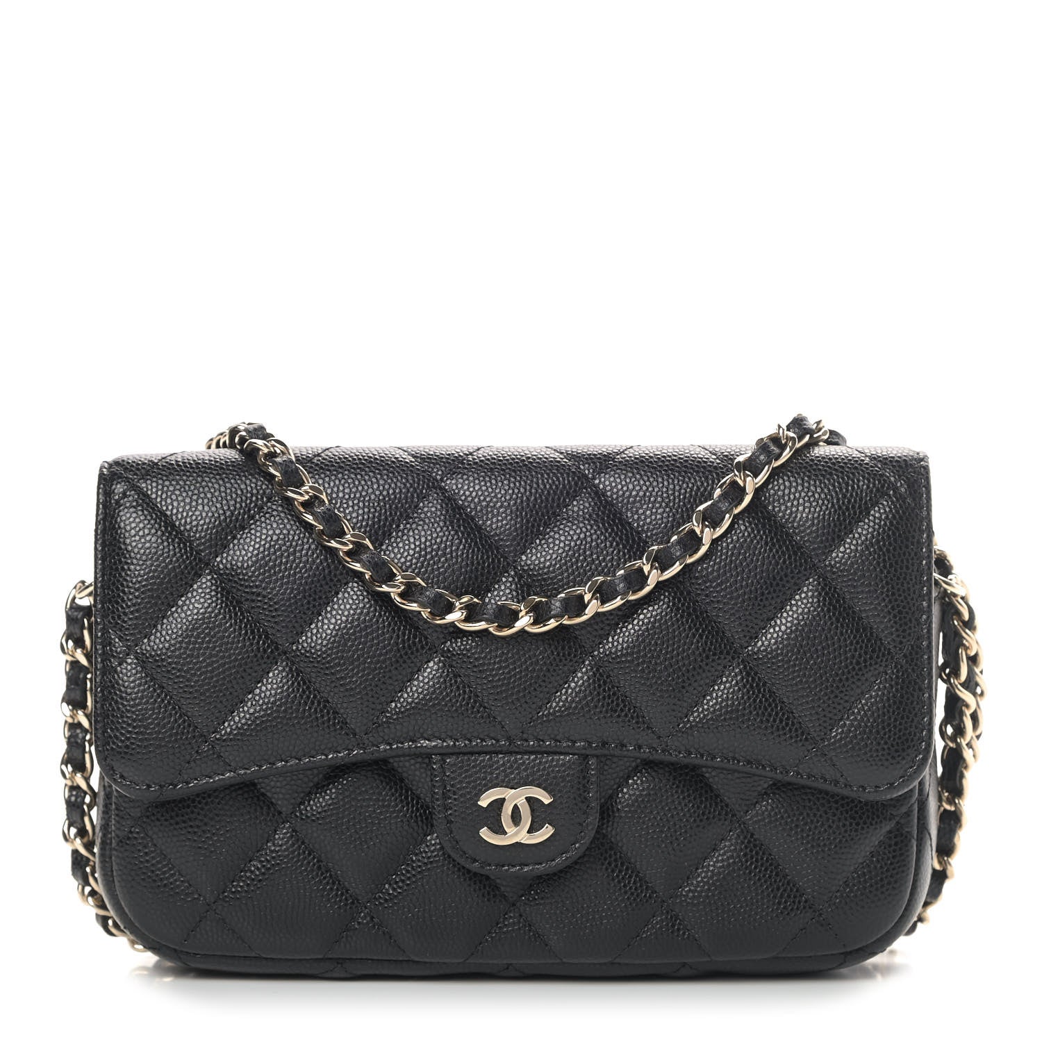 Chanel Caviar Quilted Flap Phone Holder With Chain Black 1 of 11