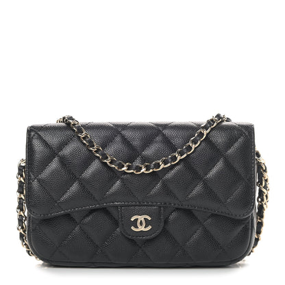 Chanel Caviar Quilted Flap Phone Holder With Chain Black 1 of 11