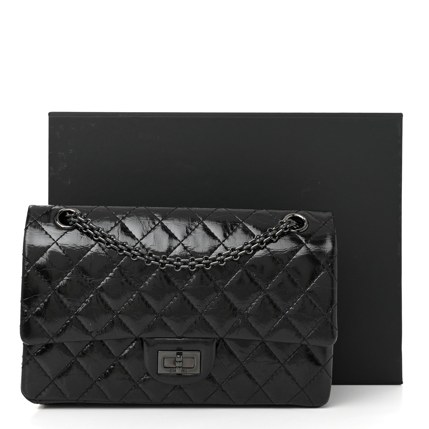 Chanel Glazed Aged Calfskin Quilted 2.55 Reissue 225 Flap So Black 11 of 11