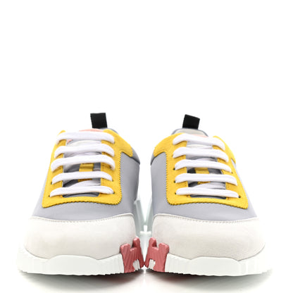 Hermes Technical Canvas Suede Goatskin Bouncing Sneakers 36.5 Gris Multicolor 2 of 9