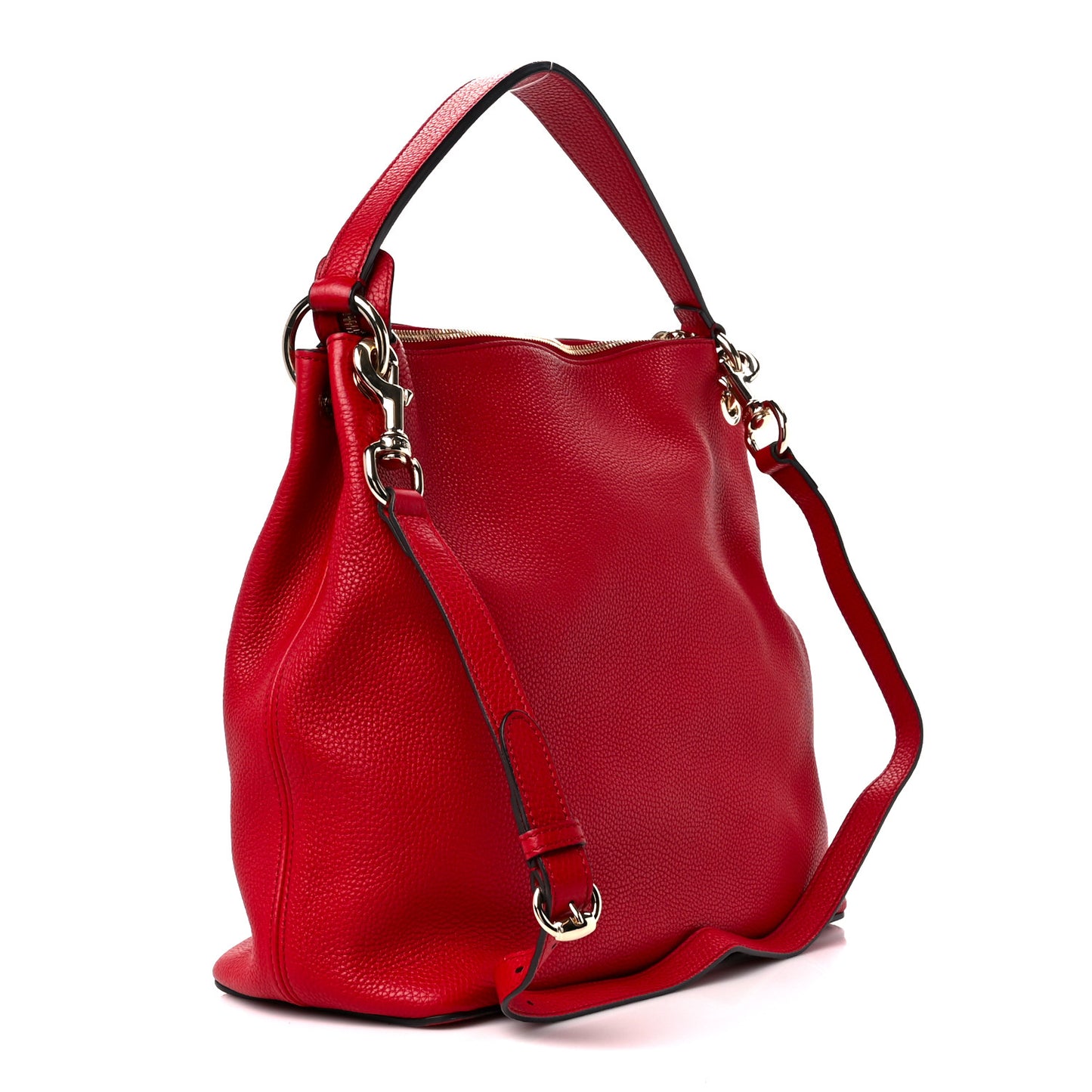 Pebbled Calfskin Large Soho Hobo Tabasco Red