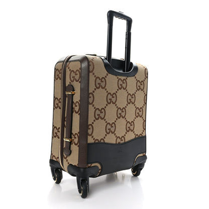Gucci Monogram Jumbo GG Textured Dollar Calfskin Web Small Savoy Cabin Trolley Camel Ebony New Acero 2 of 8
