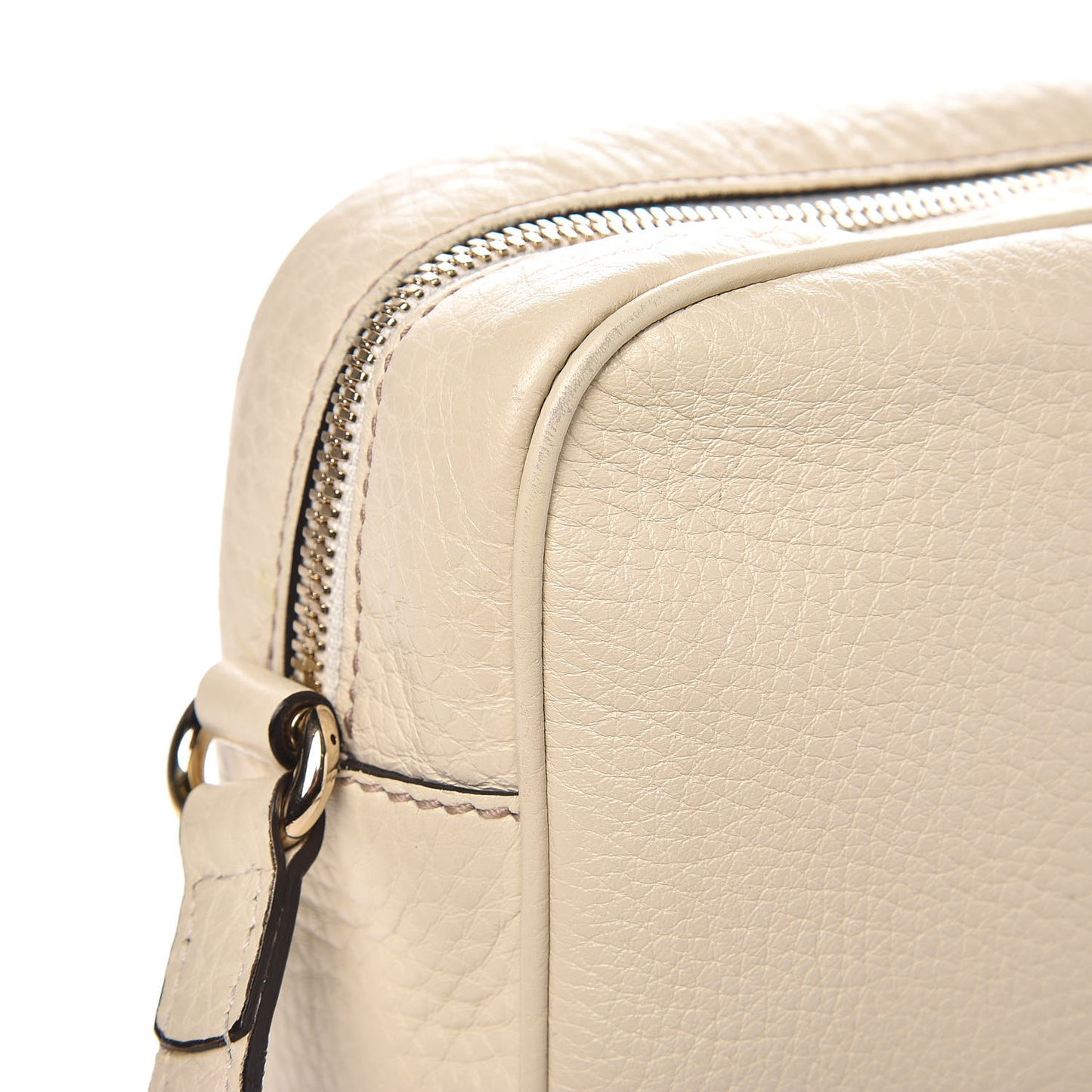 Pebbled Calfskin Small Soho Disco Bag Off White
