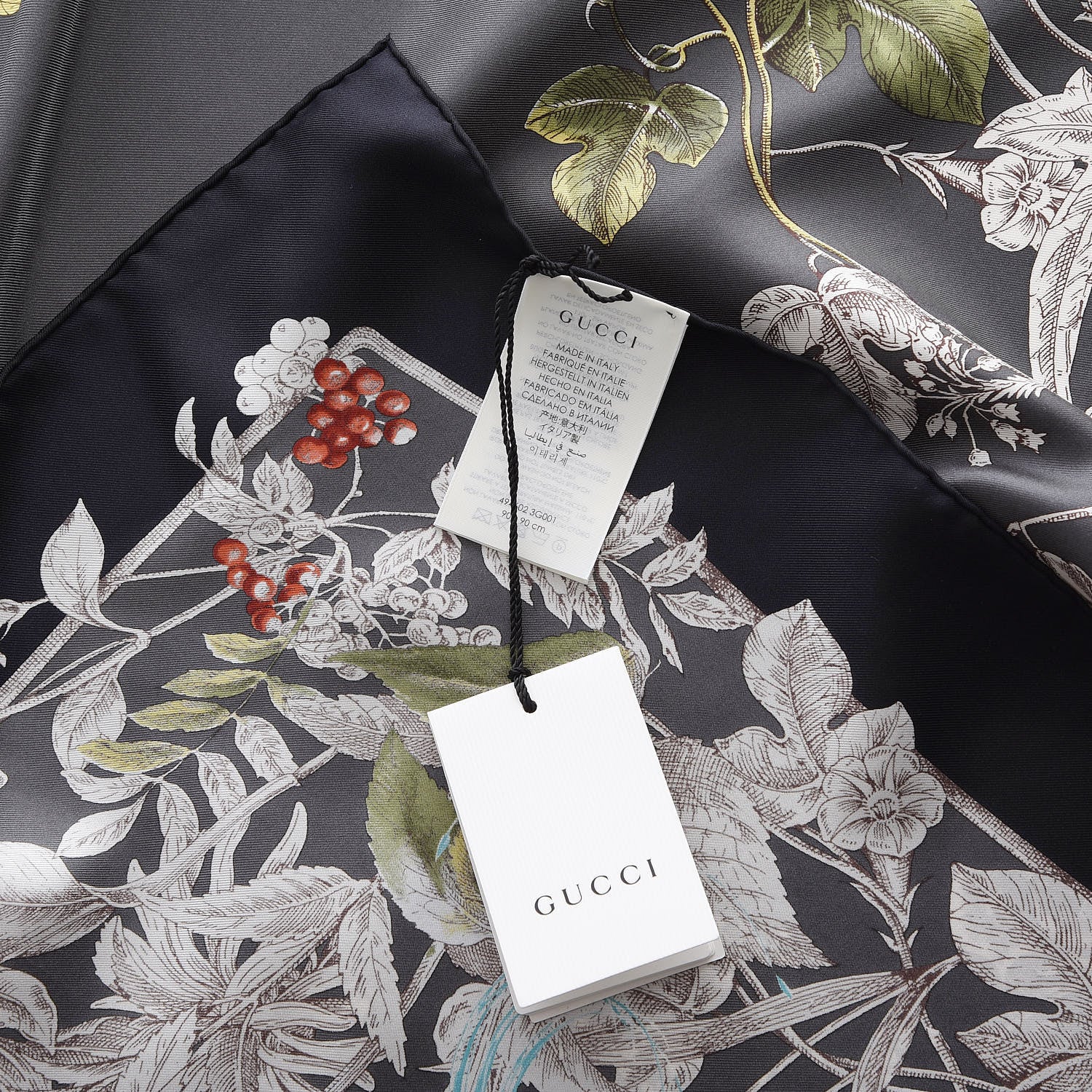 Gucci Silk Twill Wondergardenia Square Scarf Anthracite 4 of 4