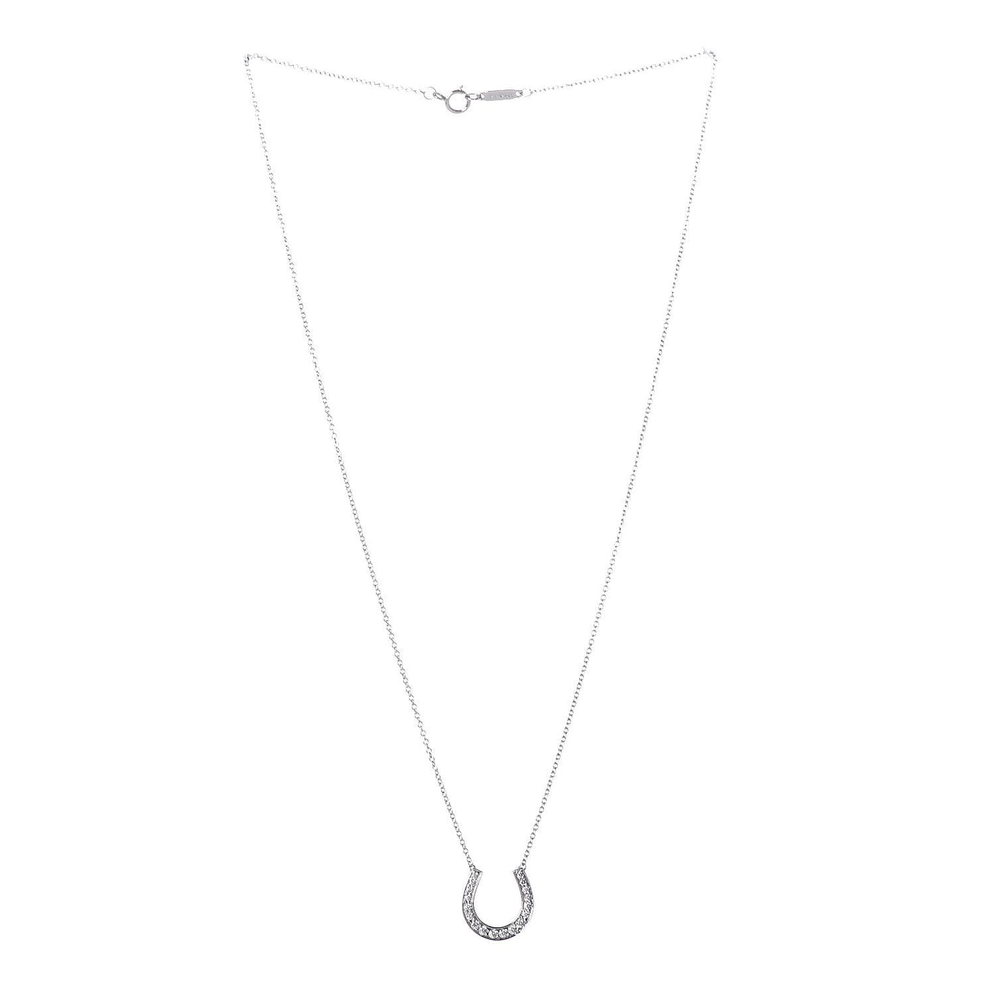 Platinum Diamond Horseshoe Pendant Necklace