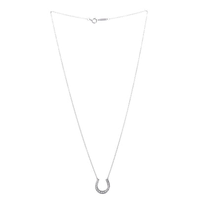 Tiffany Platinum Diamond Horseshoe Pendant Necklace 3 of 7