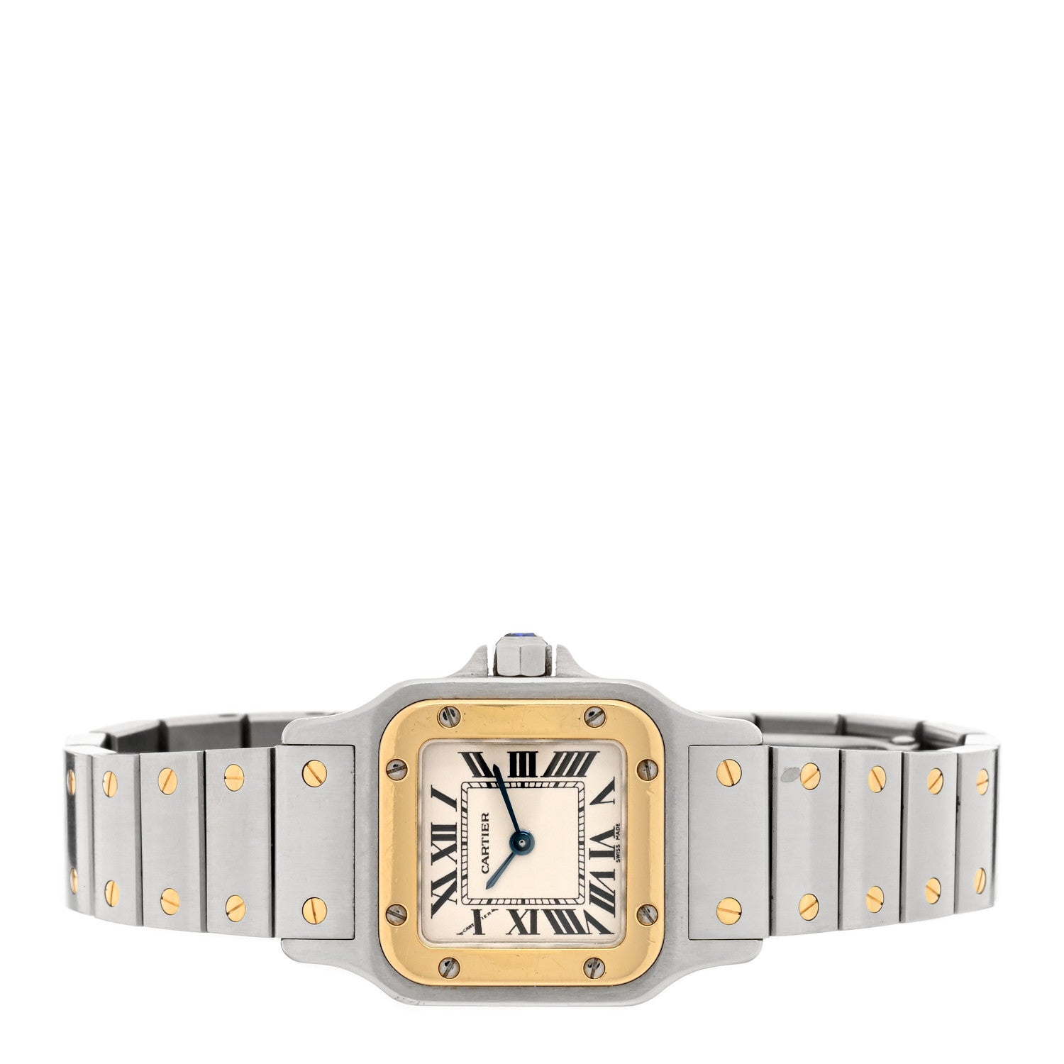 Cartier Stainless Steel 18K Yellow Gold 24mm Santos De Cartier Galbee Quartz Watch 2 of 4