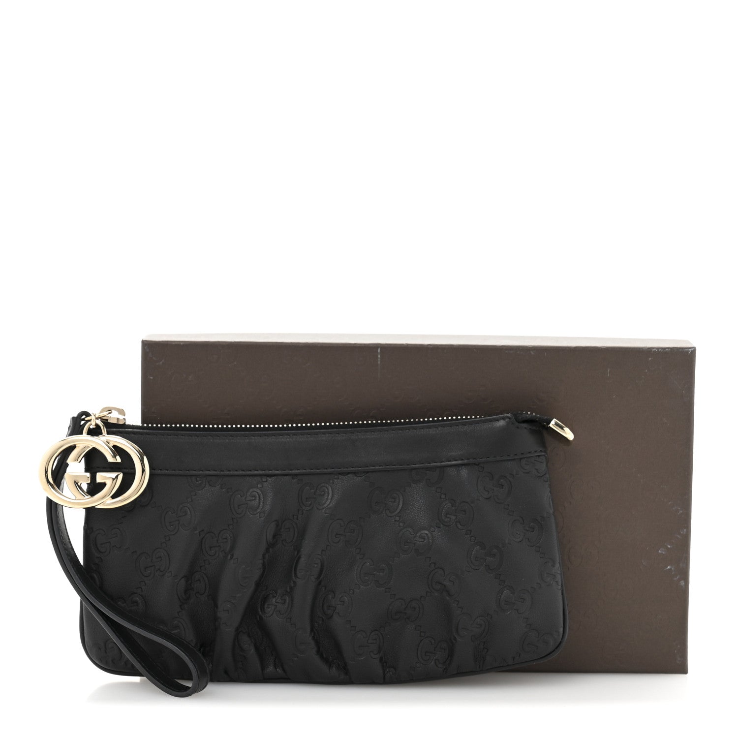 Gucci Guccissima Signature New Britt Wristlet Black 10 of 10