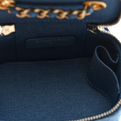 Chanel Denim Quilted Mini Pearl Crush Vanity Case With Chain 5 of 9
