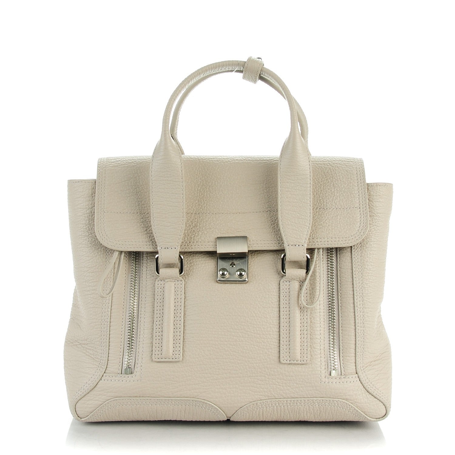 3.1 Phillip Lim 3.1 Textured Calfskin Medium Pashli Satchel Feather 1 of 9