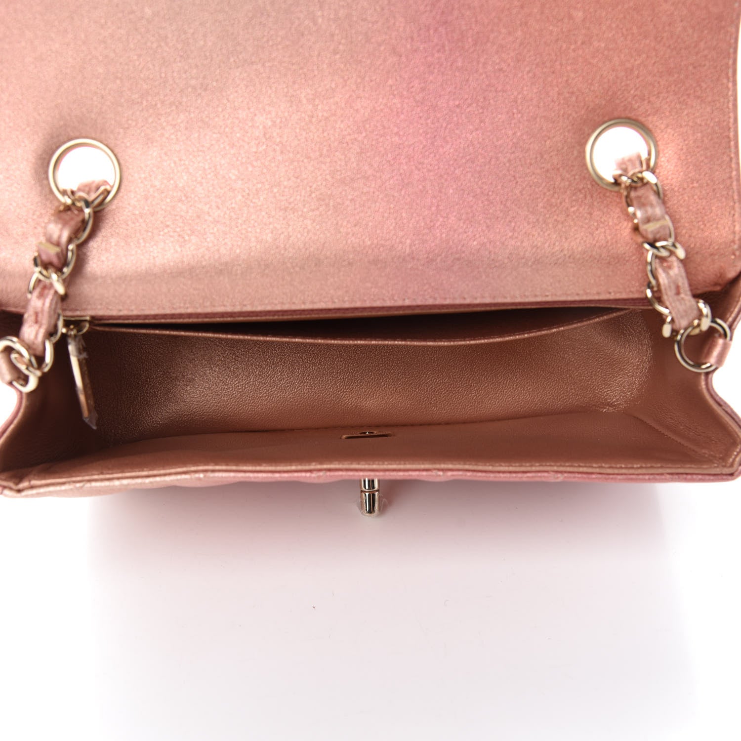 Chanel Metallic Lambskin Quilted Ombre Mini Rectangular Flap Pink 5 of 11