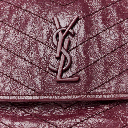 Saint Laurent Crinkled Calfskin Matelasse Monogram Medium Niki Chain Satchel Rouge Legion 9 of 11