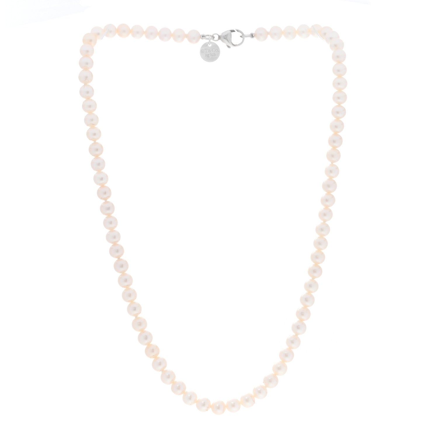 Tiffany Sterling Silver Freshwater Cultured Pearl 5.5-6mm Ziegfeld Necklace 3 of 5