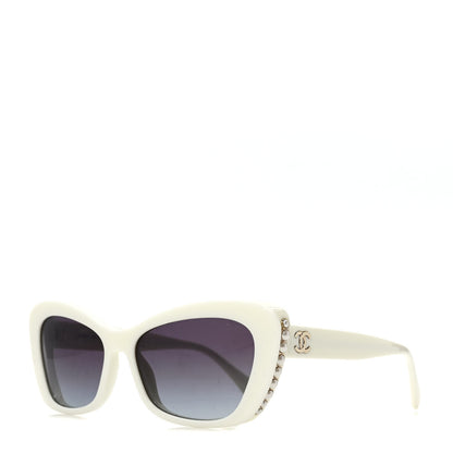 Chanel Acetate Pearl Cat Eye CC Sunglasses 5481-H White 1 of 7