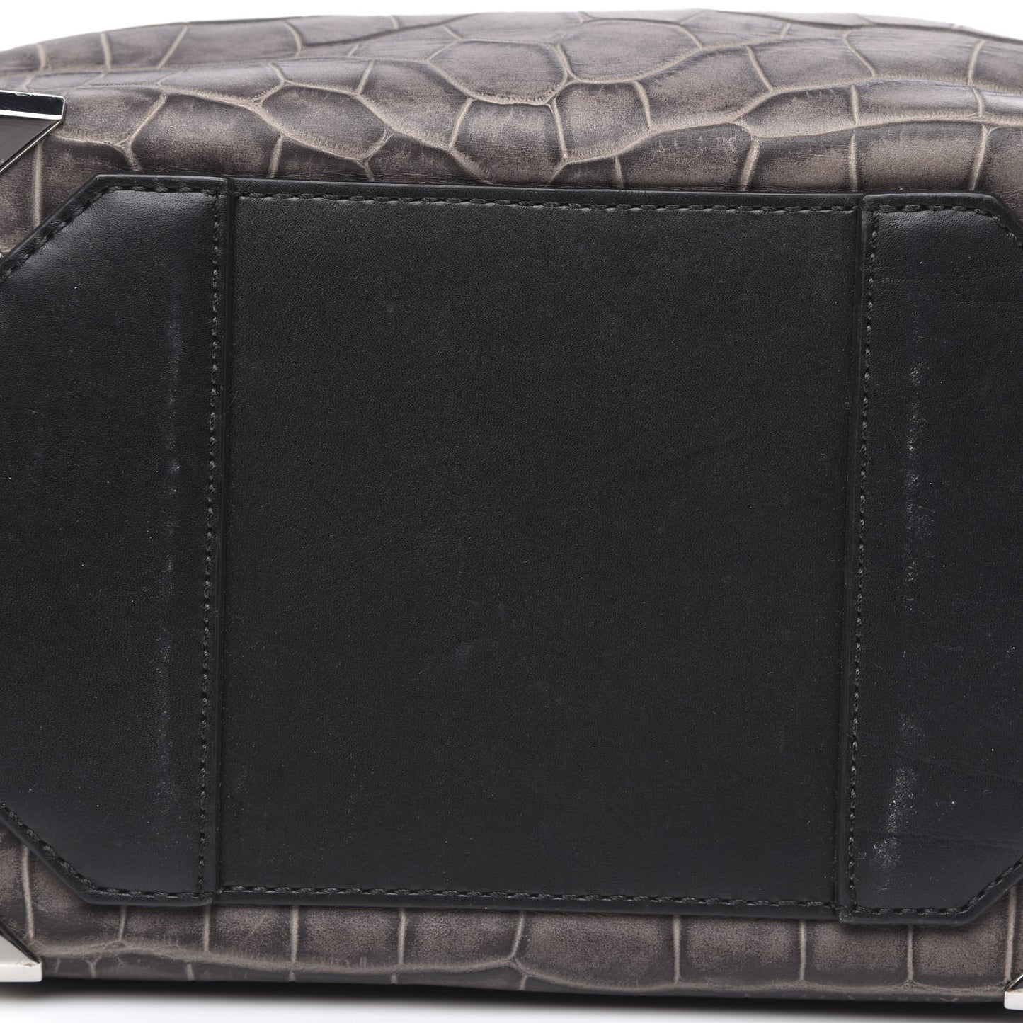 Crocodile Embossed Calfskin Small Emile Taupe Silver Hardware