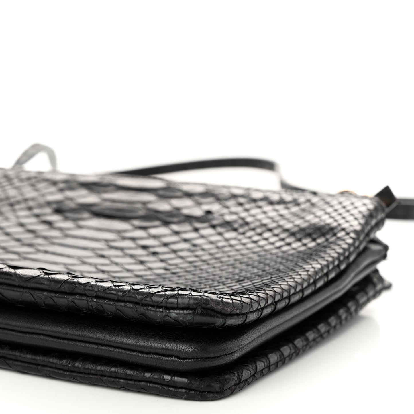 Snakeskin Small Trio Crossbody Bag Black