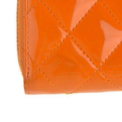 Chanel Patent Calfskin Quilted Zip Coin Purse Orange 8 of 9