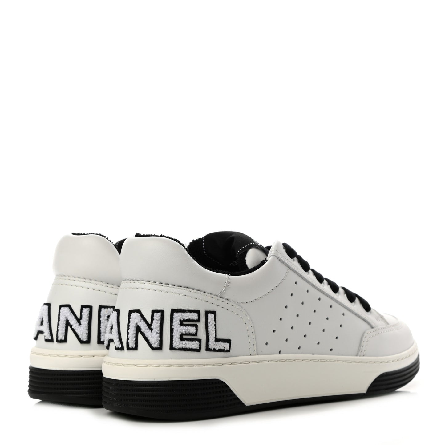 Calfskin Womens Logo Sneakers 38 Black White