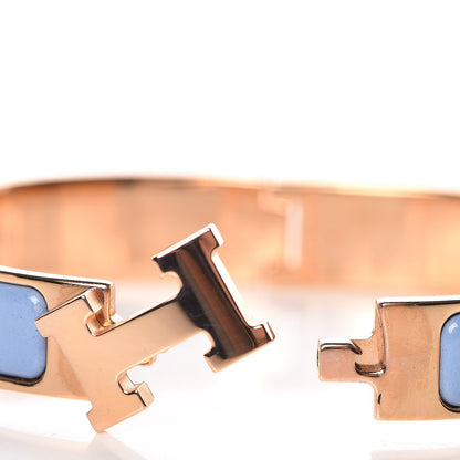 Hermes Enamel Narrow Clic Clac H Bracelet GM Bleu Lupin 5 of 6