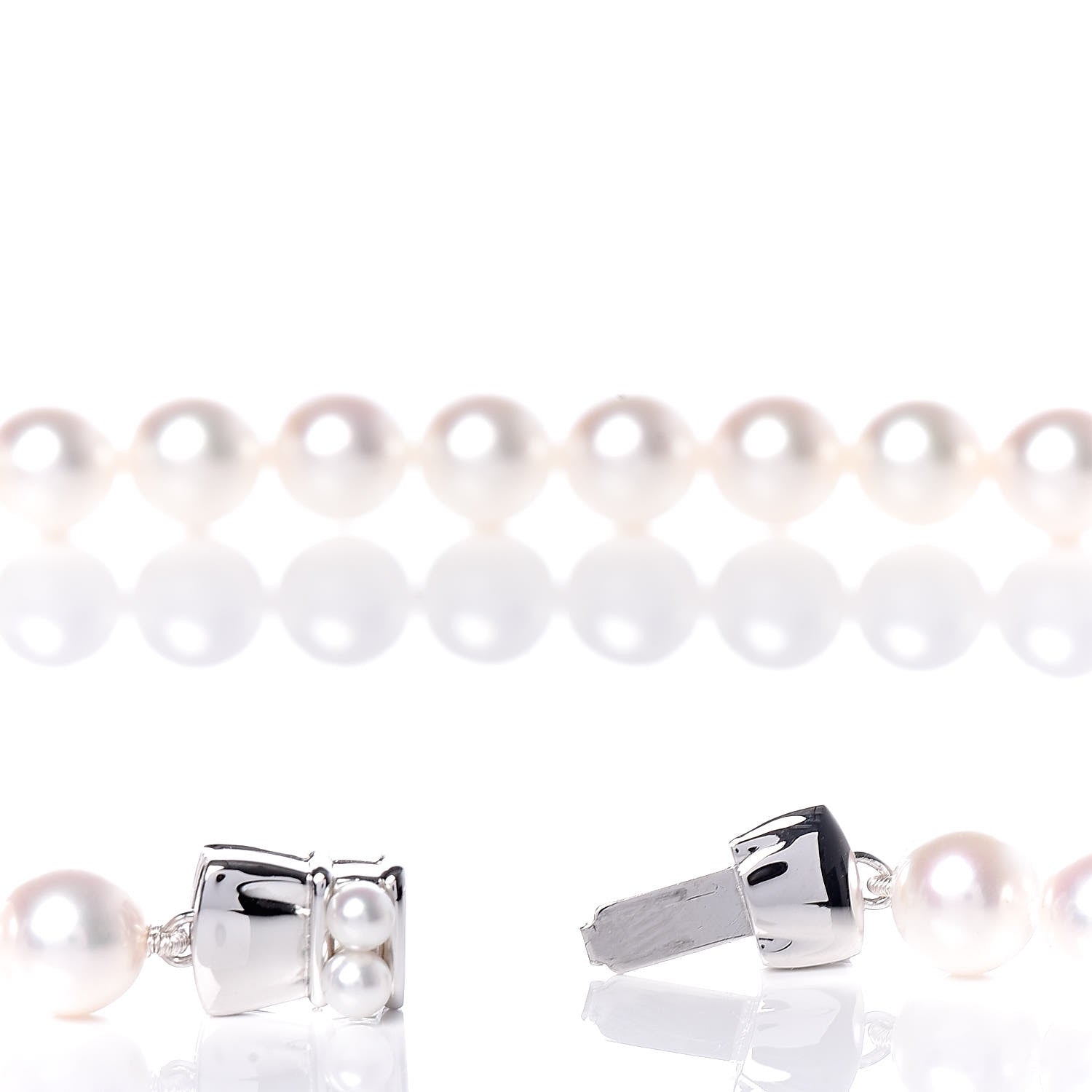 Mikimoto Sterling Silver 18K White Gold Akoya Pearl 7-8mm Strand Necklace Earring Set 8 of 10