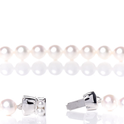 Mikimoto Sterling Silver 18K White Gold Akoya Pearl 7-8mm Strand Necklace Earring Set 8 of 10