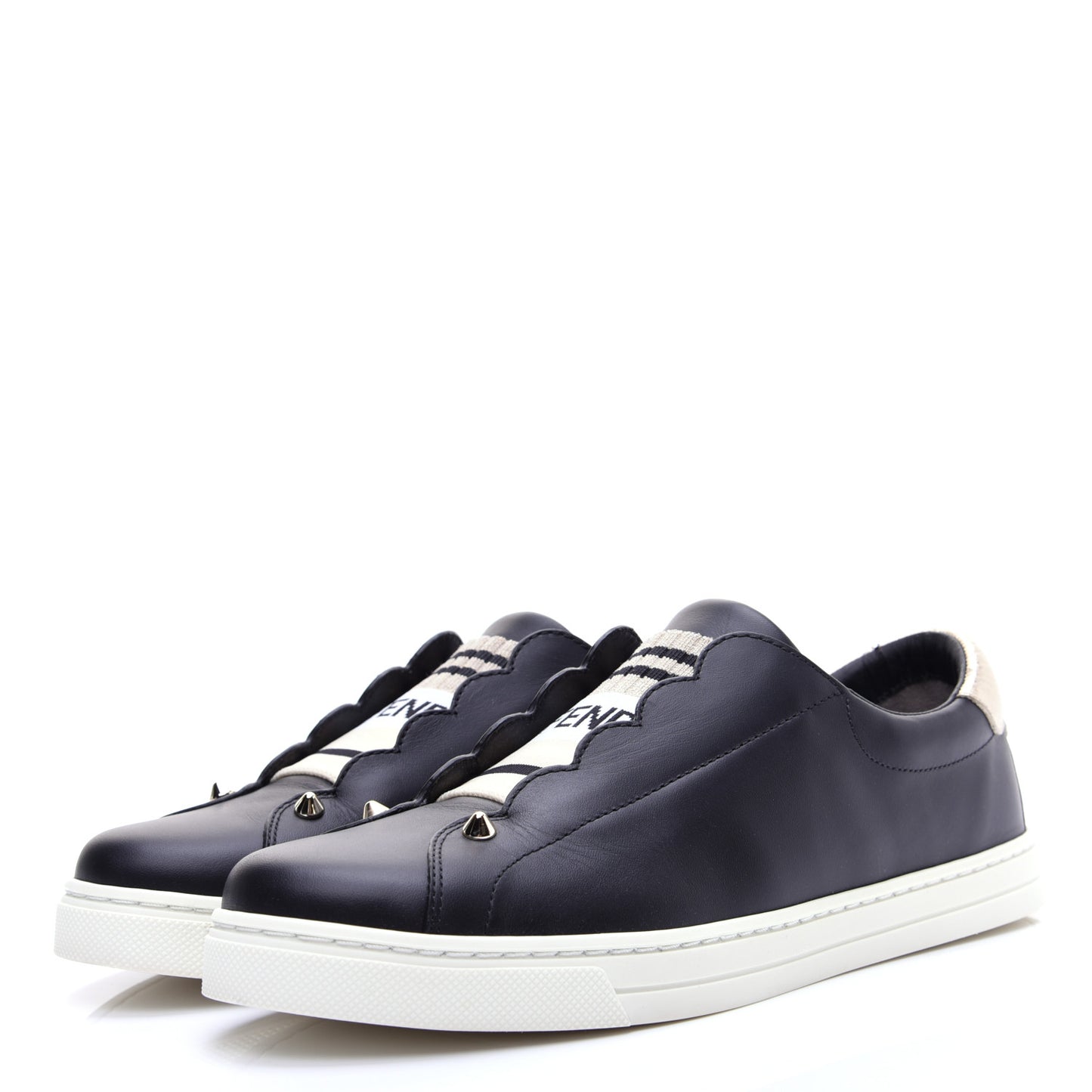 Vitello Lurex Rockoclick Slip On Sneakers 38.5 Black Gold