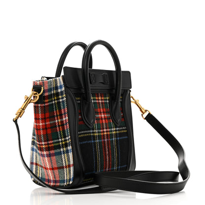 Celine Tartan Calfskin Nano Luggage Red Blue 3 of 11