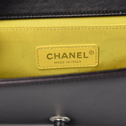 Chanel Lambskin Tweed Woven Medium Chevron Boy Flap Black 6 of 15