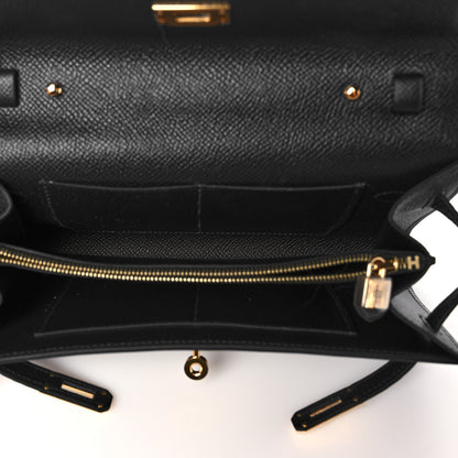 Hermes Epsom Matte Alligator Touch Kelly Wallet To Go Black 5 of 10