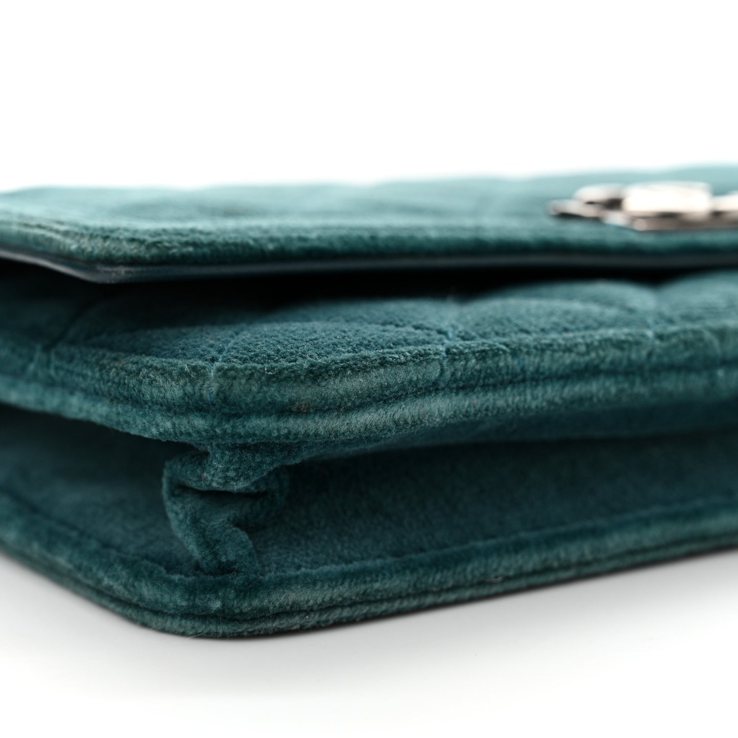 Velvet Quilted Boy Wallet On Chain WOC Teal